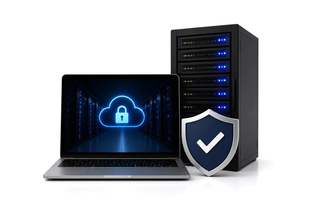 Übersicht des Hosting-Dashboards mit Server-Status und Backups