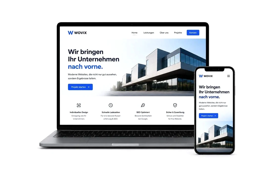 Beispiel einer neu gebauten Website auf Laptop und Handy